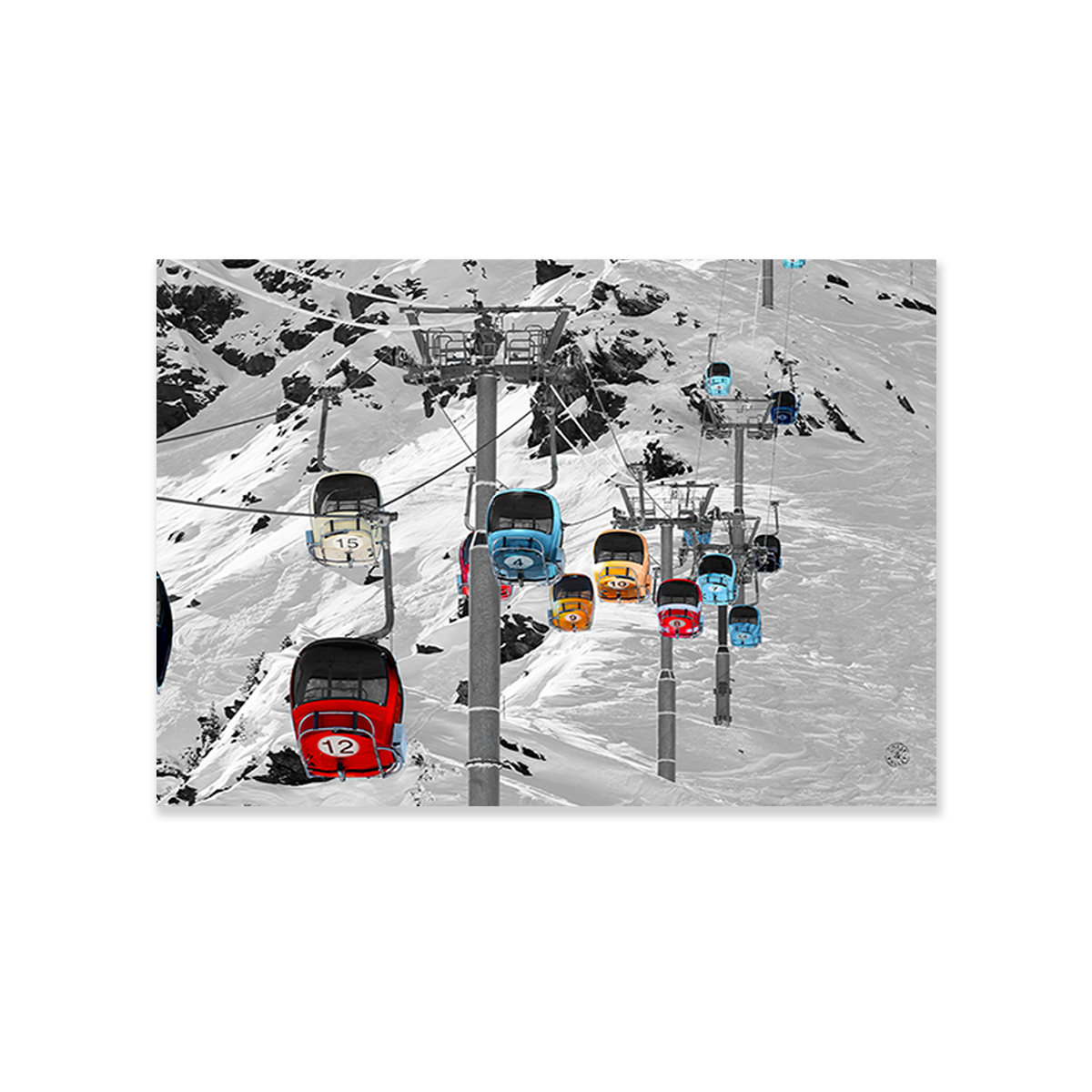 Tableau mural ski cabines