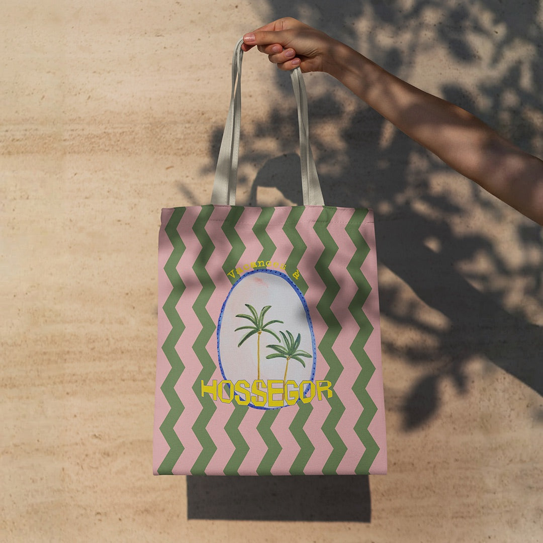 Tote Bag Personnalisable Palmiers Chevrons