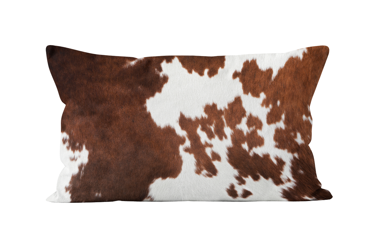Coussin peau de vache marron (fausse fourrure)