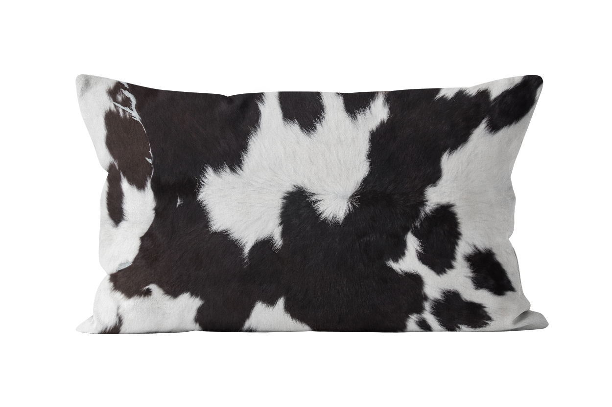 Coussin peau de vache noir(fausse fourrure)