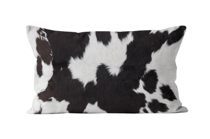 Coussin peau de vache noir(fausse fourrure)