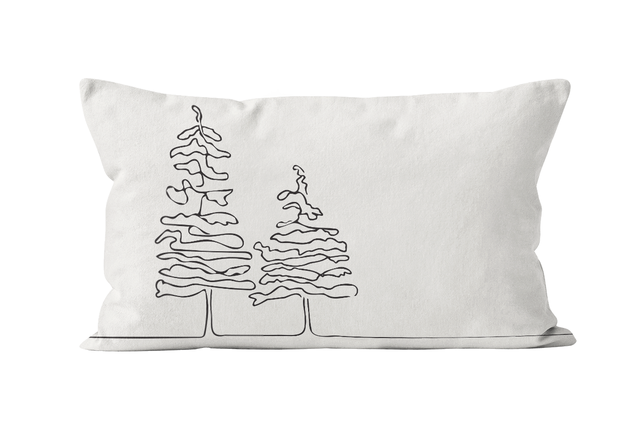 Coussin déco fôret noir et blanc