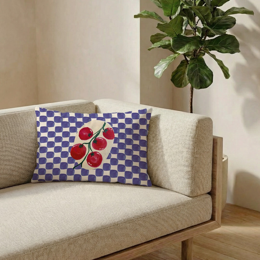 Coussin Motif Tomates sur Damier