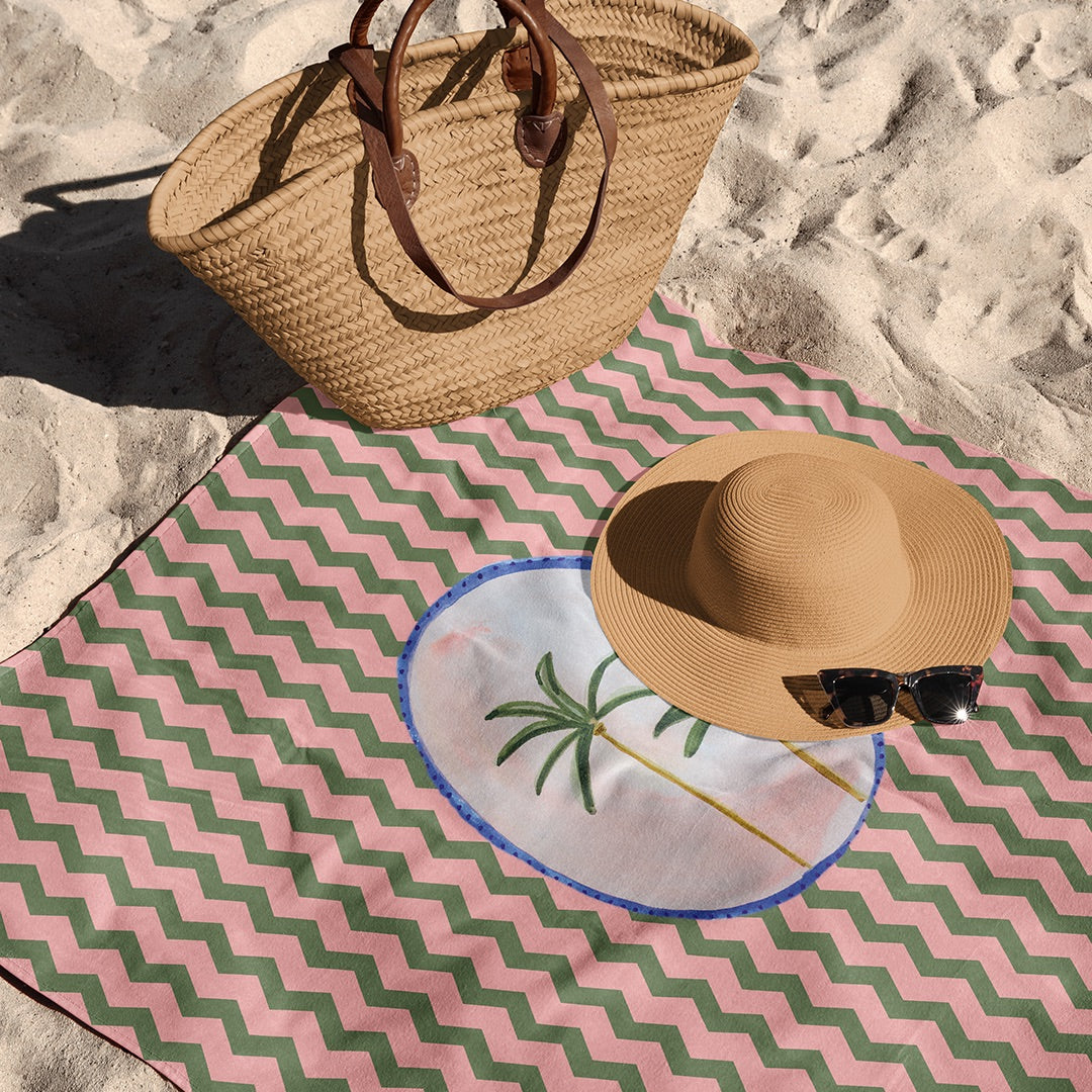 Serviette de Plage Palmiers Bandes