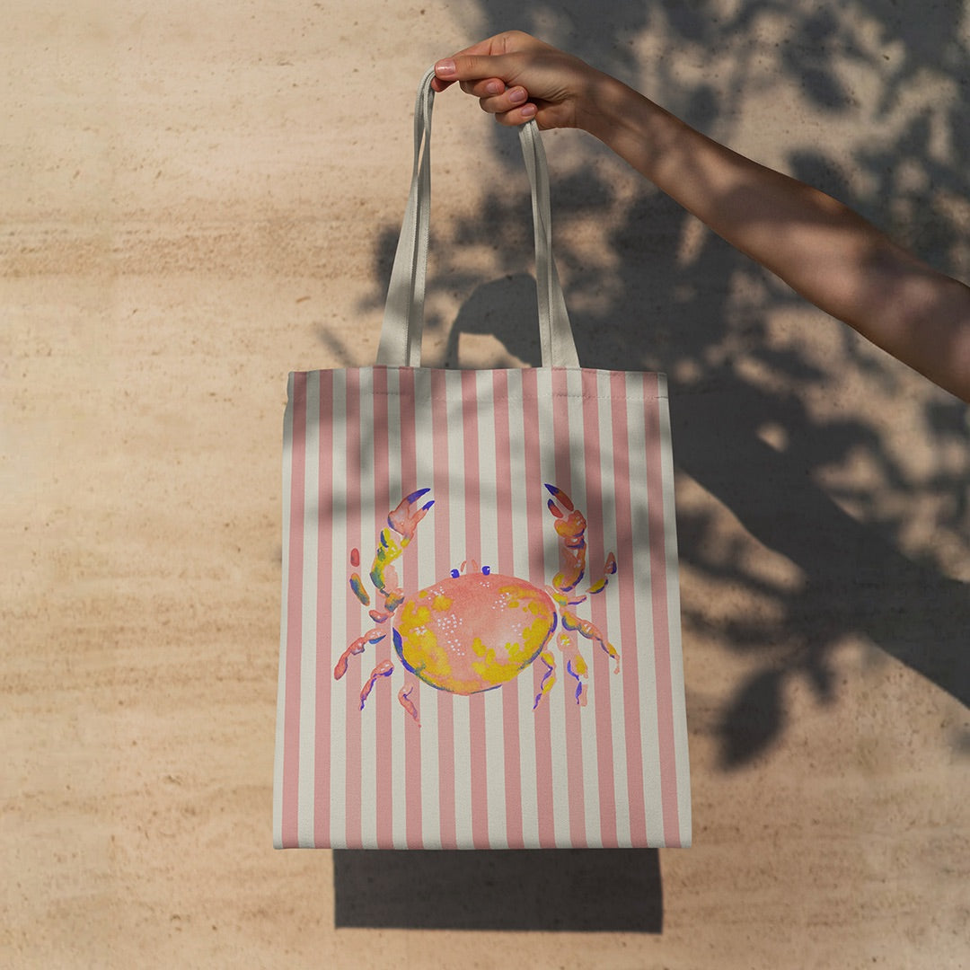 Tote Bag Motif Crabe Aquarelle