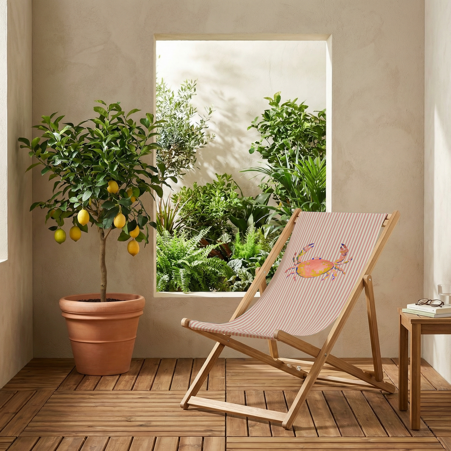 Transat Motif Crabe Aquarelle