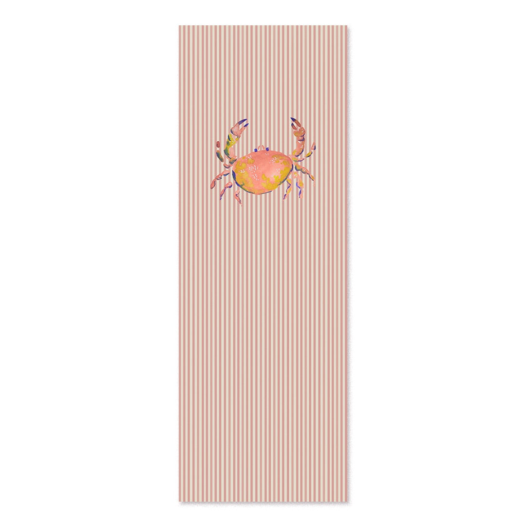 Transat rayé rose et blanc with illustration d'un crabe coloré aquarelle