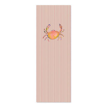 Transat rayé rose et blanc with illustration d'un crabe coloré aquarelle