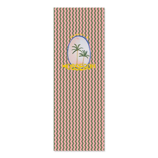 Transat motif chevrons verts et roses avec palmiers et un texte personnalisable