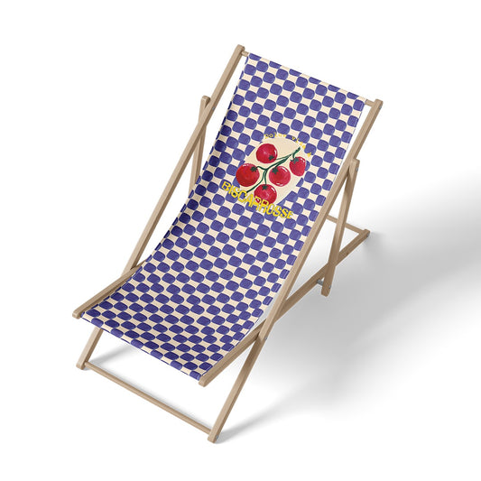 Transat damier bleu et blanc motif tomates avec un texte personnalisable